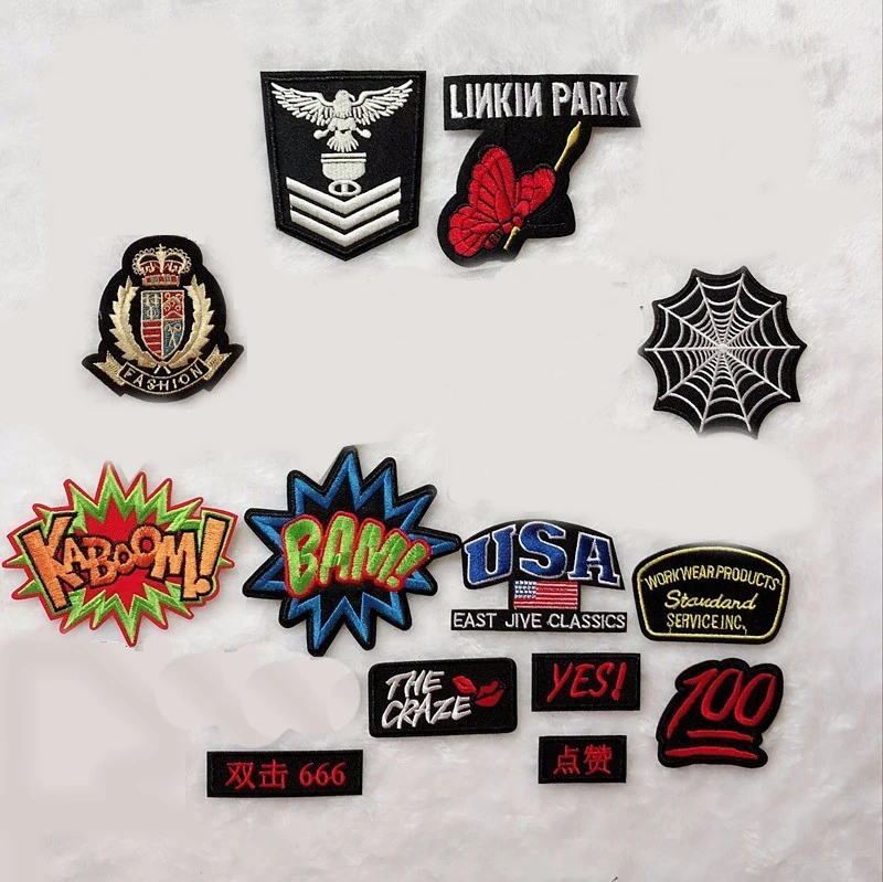 50pcs/lot DIY Rock Band Patches for Clothing Embroidered Punk Iron