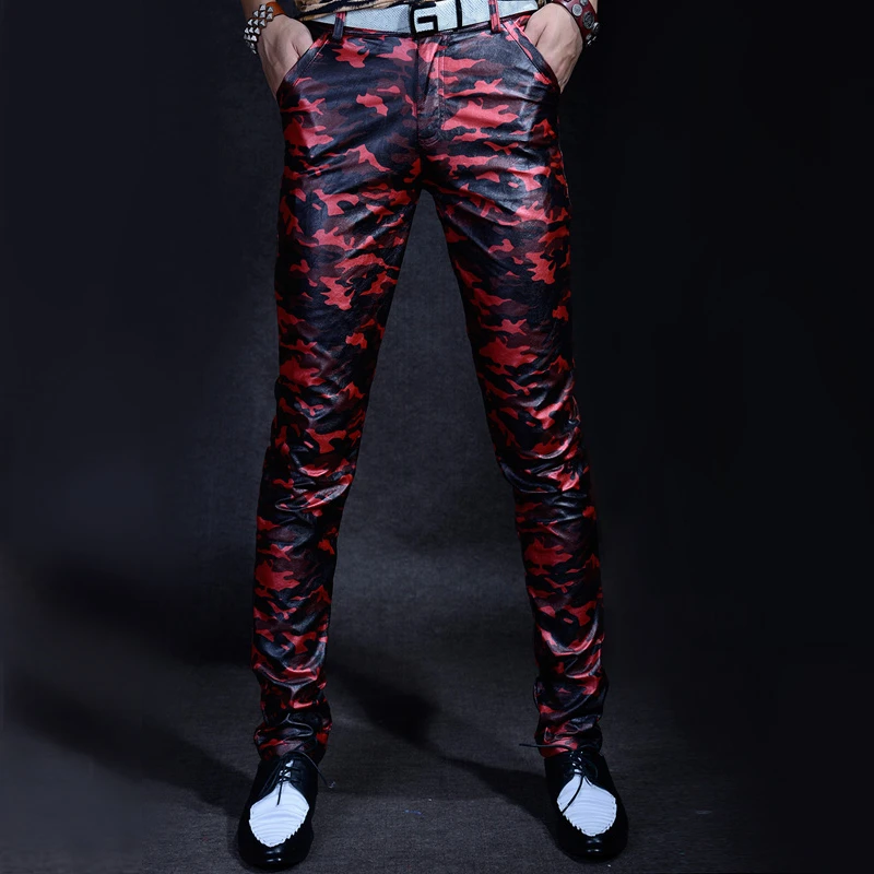 leather faux pants men