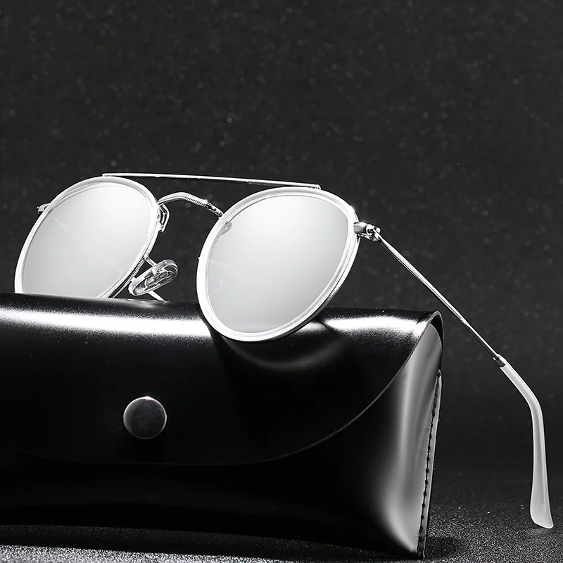 Men Women Polarized Sunglasses Black Metal Frame Eyewear Driving Police Glasses 
