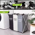 Foldable Laundry Basket Organizer For Dirty Clothes Laundry Hamper Large Sorter Two Or Three Grids Collapsible Folding Basket preview-2