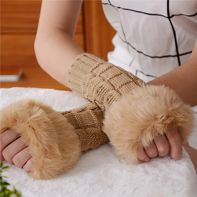 faux fur gloves womens