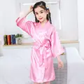 Summer Girls Silk Robe Solid Color Children's Pajamas Soft Kids Bathrobe Girls Satin Robe Teenager