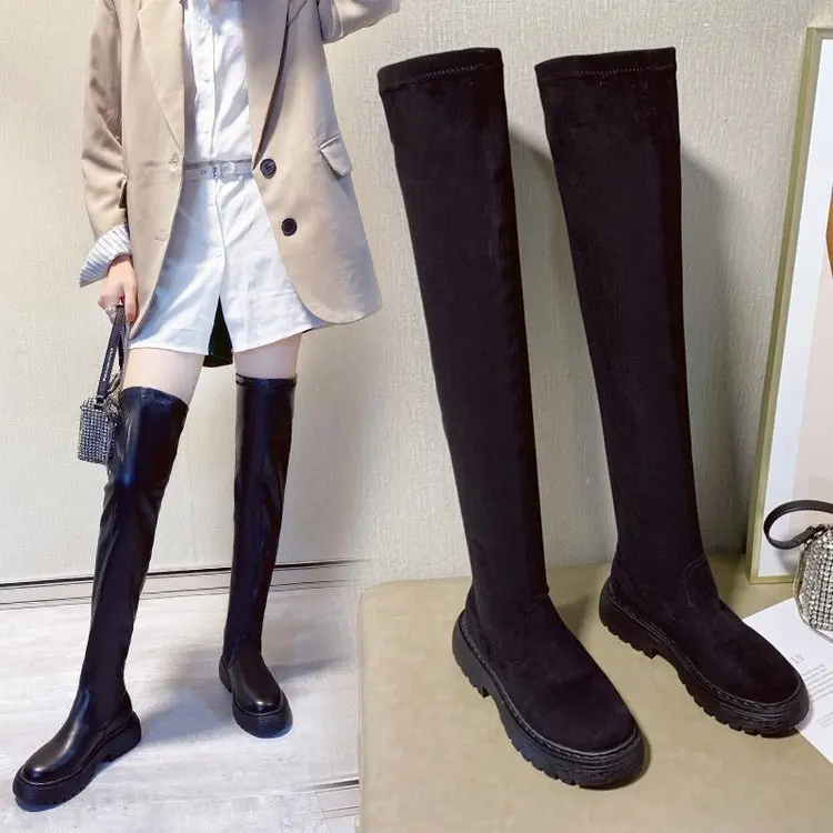 flat long boots for women