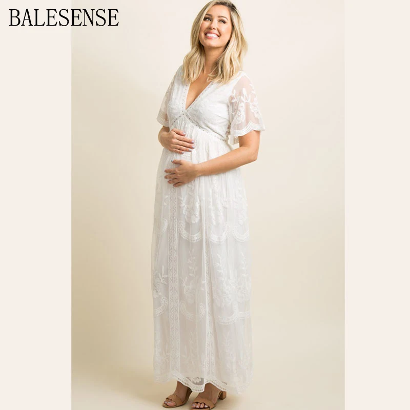 maternity white lace dresses