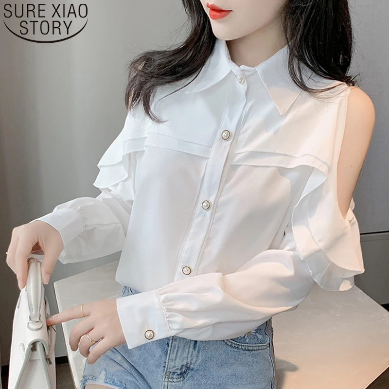 Korean style white blouse Clearance