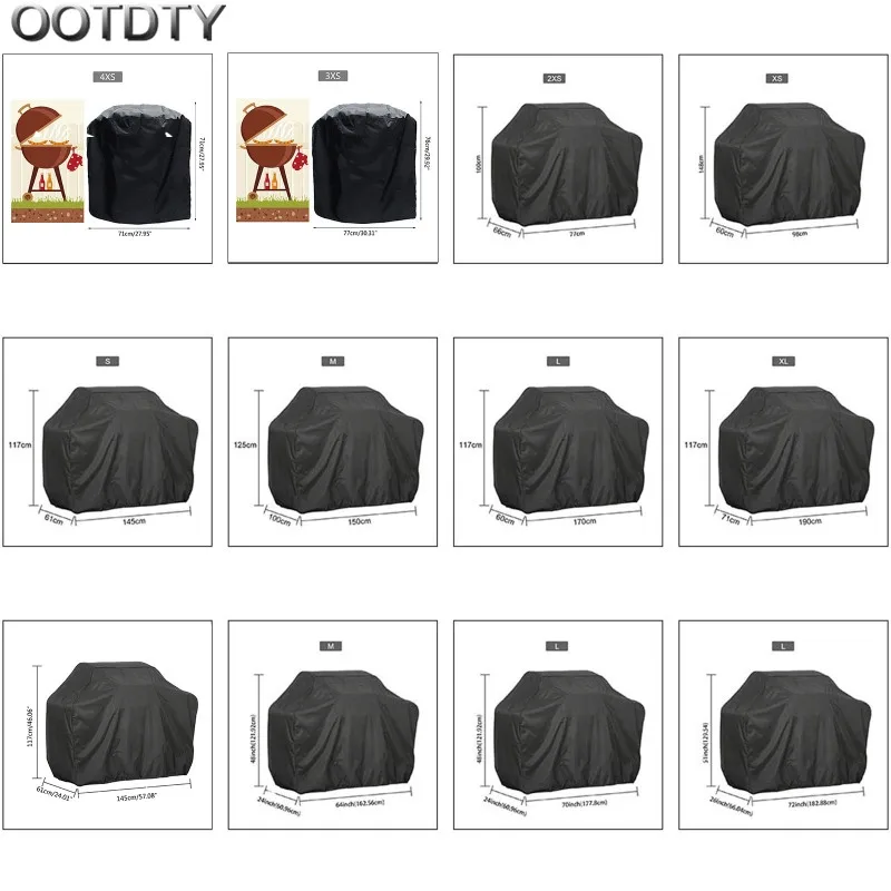 1PC 190T/210D BBQ Cover Anti-Dust Waterproof Weber Heavy Duty Charbroil Grill Cover Rain Protective Barbecue Cover Round