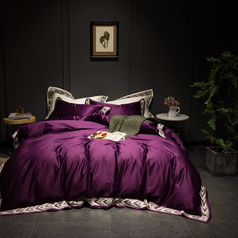 purple bed cover set