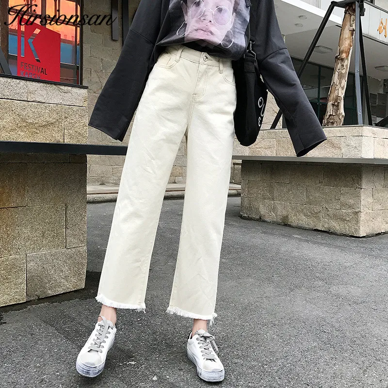 Hirsionsan White Jeans Woman 2019 
