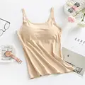 Women 2021 Built Bra Padded Tank Top Female Ice Silk Breathable Fitness Tops Ladies Solid Push Up Bra Vest Blusas S07 preview-2