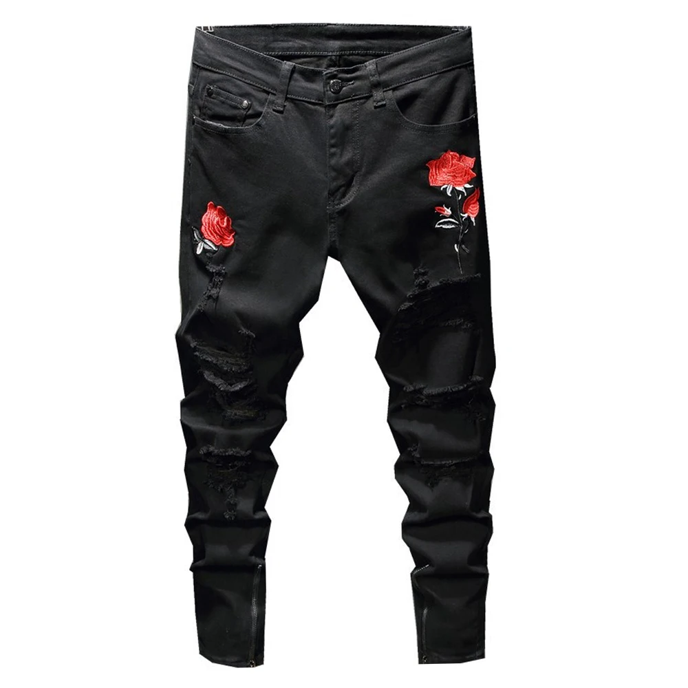 קנו ג'ינס | Men's Rose Embroidery 
