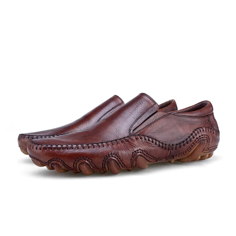 Brown Summer Moccasin Shoes Mens Casual 