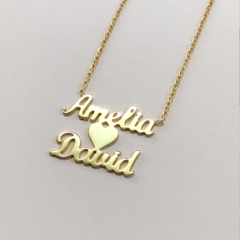 Personalized Double Names Necklace With 