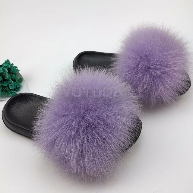 purple fluffy shoes