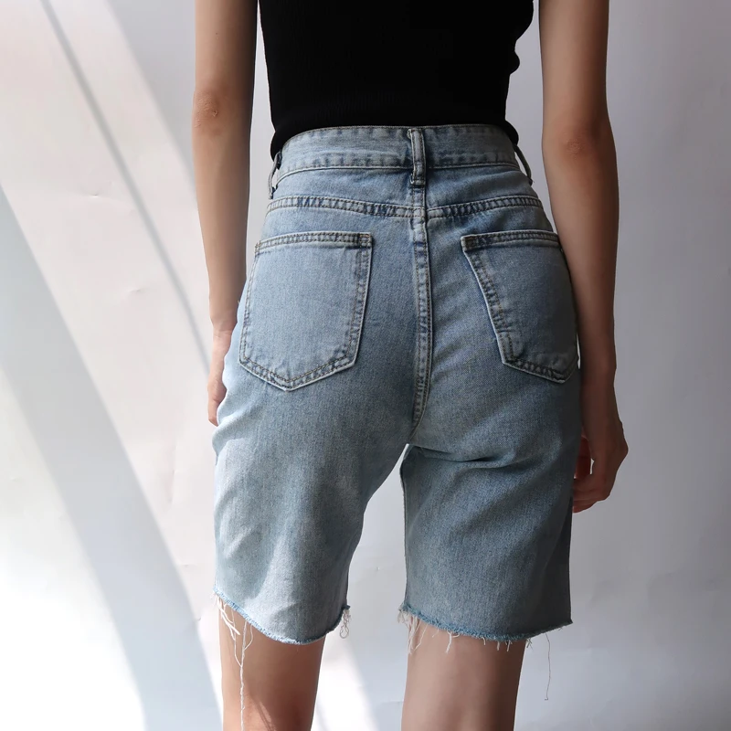 High Waist Hole Tassels Slim Cyclist 