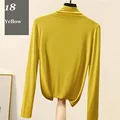 Modal Long Sleeve Solid Turtleneck T-Shirt Elastic Muslim Women High Stretch Slim Tops Spring Autumn Skinny Basic Bottoming preview-3