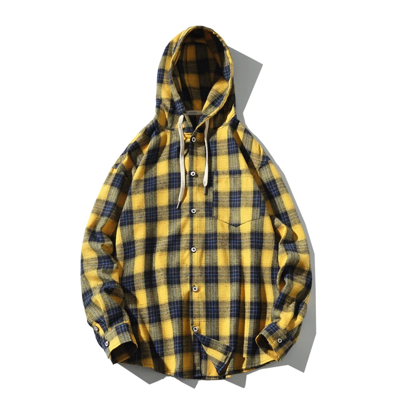 Mens Plaid Flannel Casual Shirts Long 
