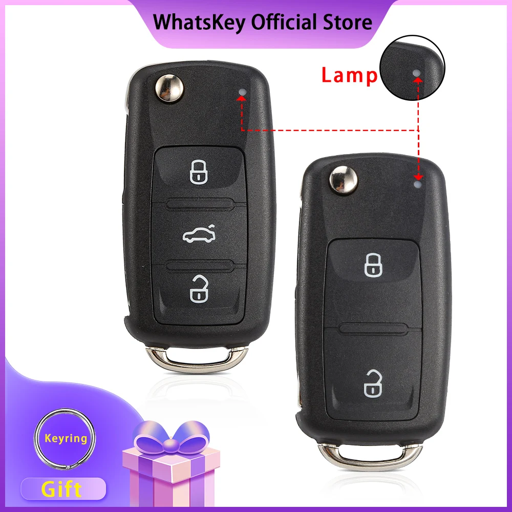 WhatsKey Flip Remote Car Key Shell Case For Seat Altea For Skoda Fabia For Volkswagen VW Caddy Passat Golf 6 7 4 5K0837202AD-animated-img