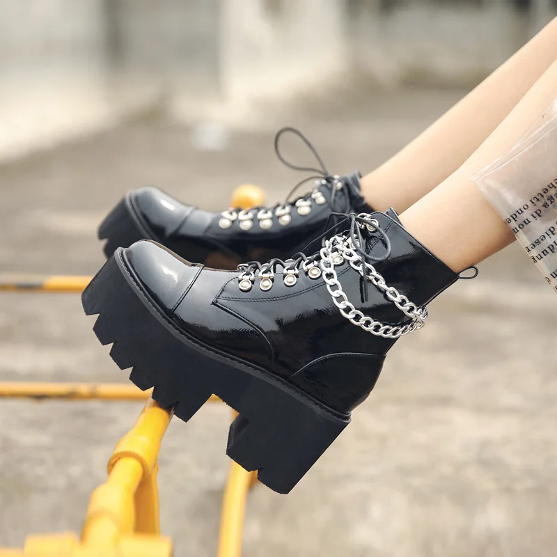 black boots chunky heel platform