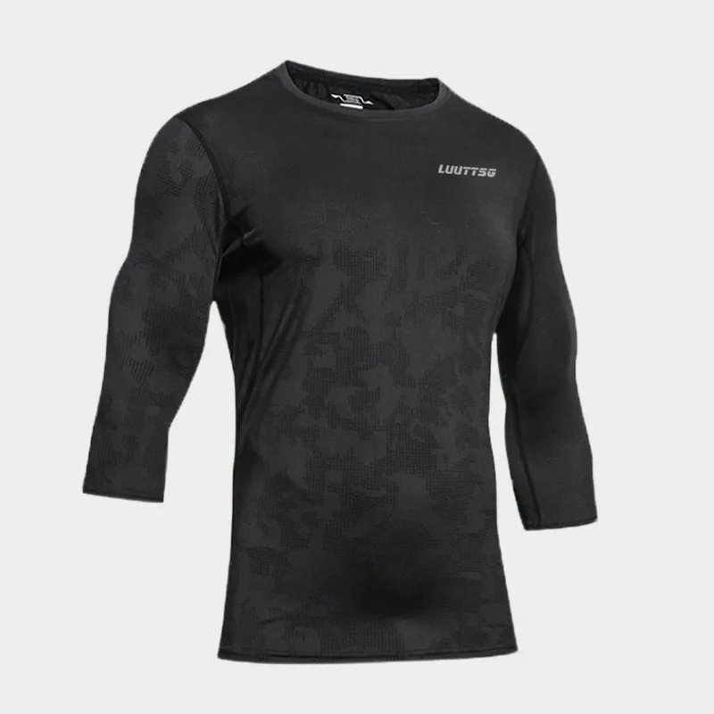 Купить Спортивная одежда  UABRAV Men's Sport T Shirt 3/4 Length Long  Sleeve Outdoor Sport Training Running Shirts Gym Crossfit Fitness Tops  Sportswear