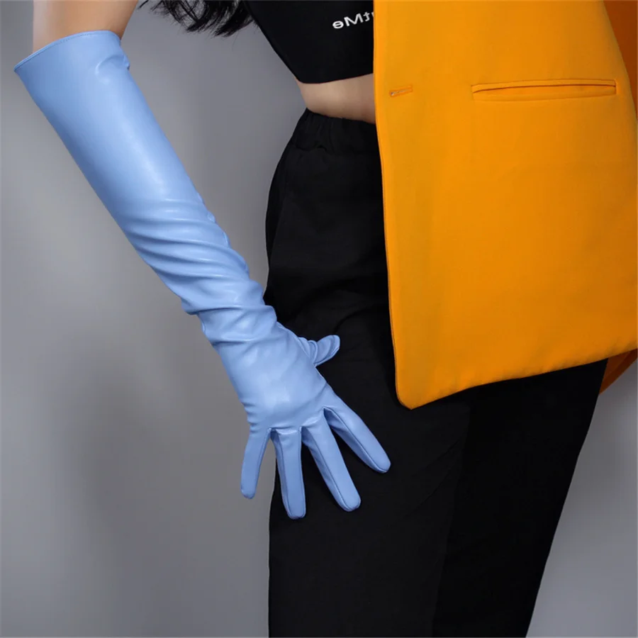 leather gloves blue