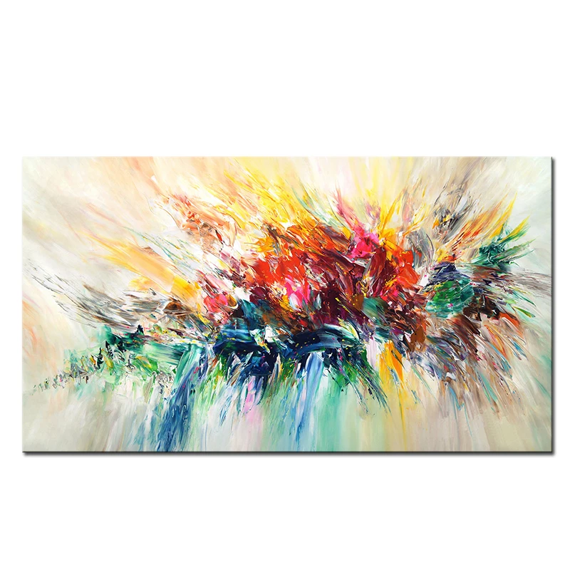 Large Abstract Painting Art Colorful Bloom Flower Poster Canvas