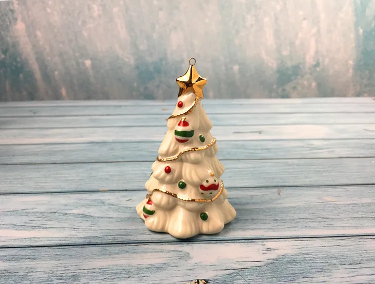 Artificial Ceramic Christmas Tree Light Desktop Xmas Tree Decor Lighting  for Living Room