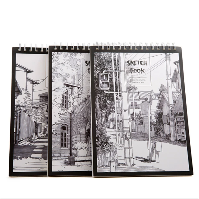 A4 Chinese Style Sketchbook Spiral Notebook Inner Blank 100GSM Kraft Paper  Cover School Supplies Pencil Drawing Notepad