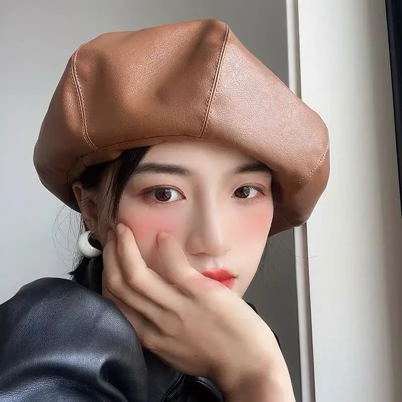 New Fascinators Big Leather Beret For 