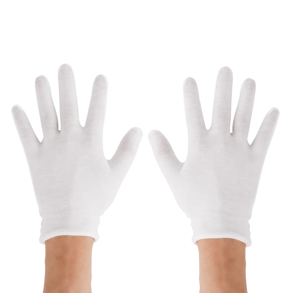 white cotton grip gloves