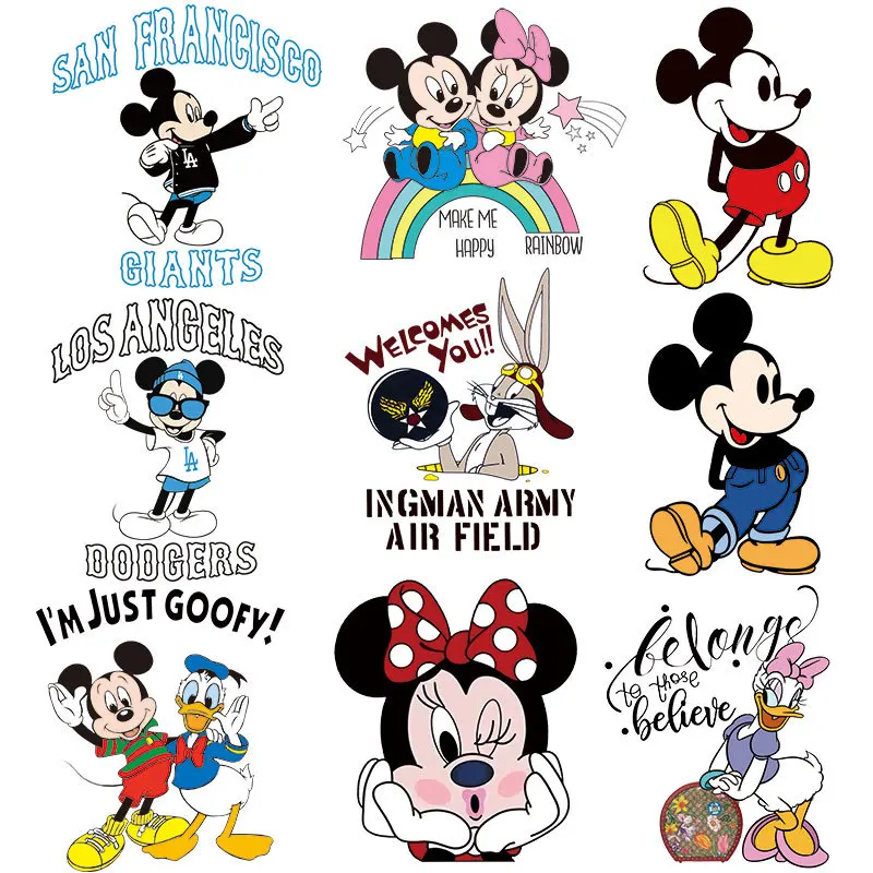 Disney Mickey Mouse Patches Clothing Heat Transfer Stickers for T-Shirt  Iron on Patches for Clothes