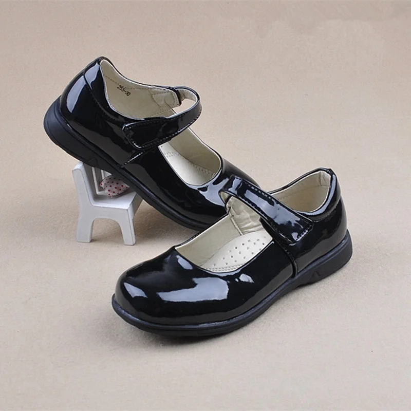 girls black leather shoes