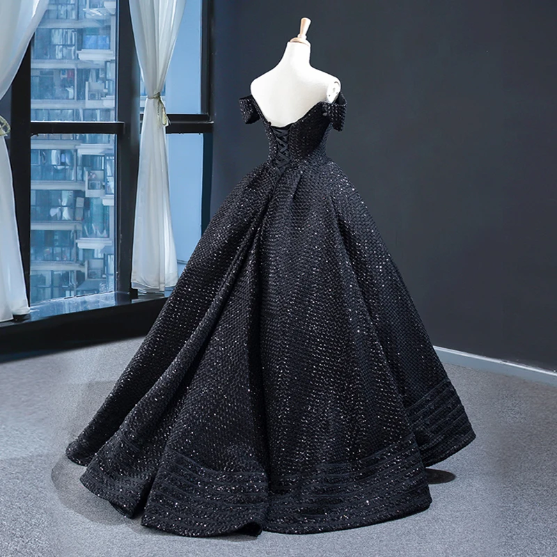J67005 new black evening dresses floor 