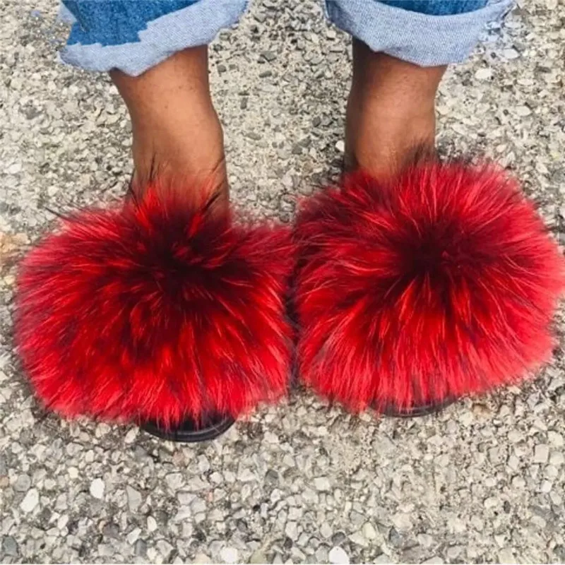 fuzzy slides shoes