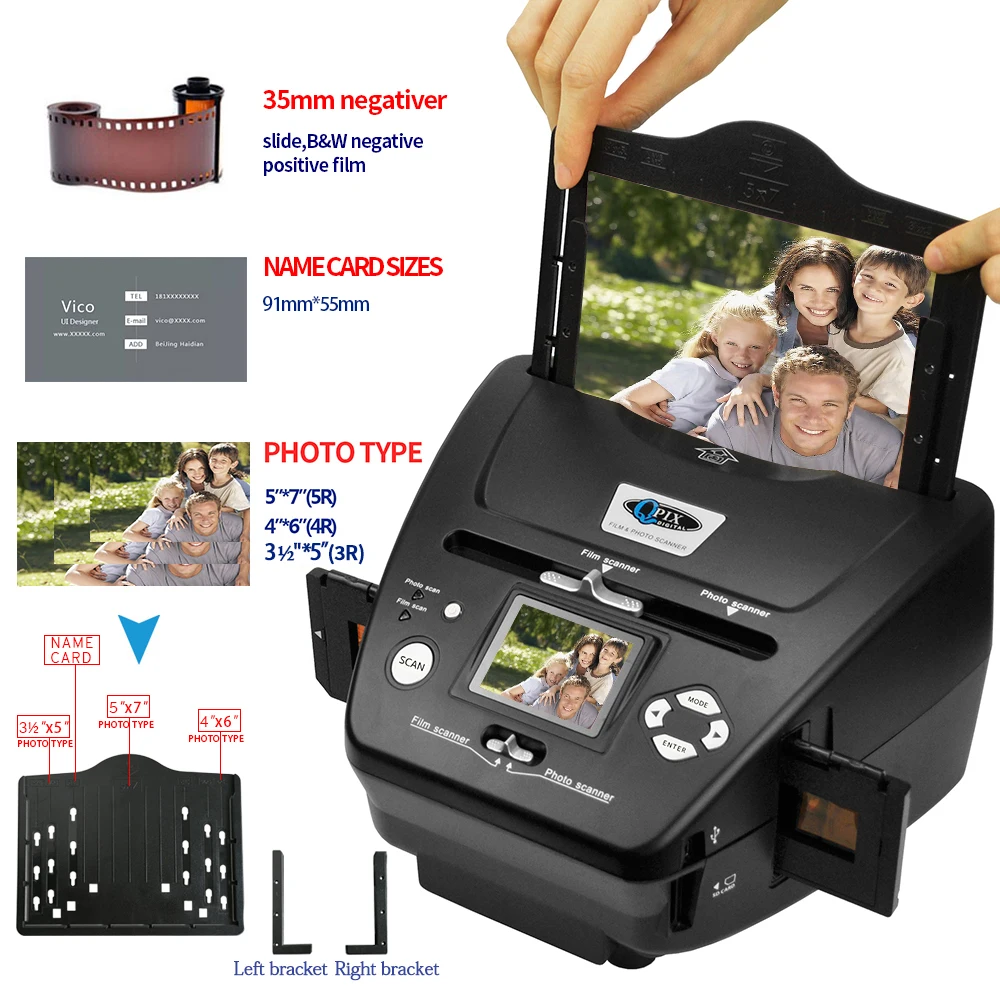 High Resolution 120 Film Scanner 22 Mega pixels Slide Negative Photo  Scanner Digital 35mm 135 126KPK Film Converter 4.3LCD