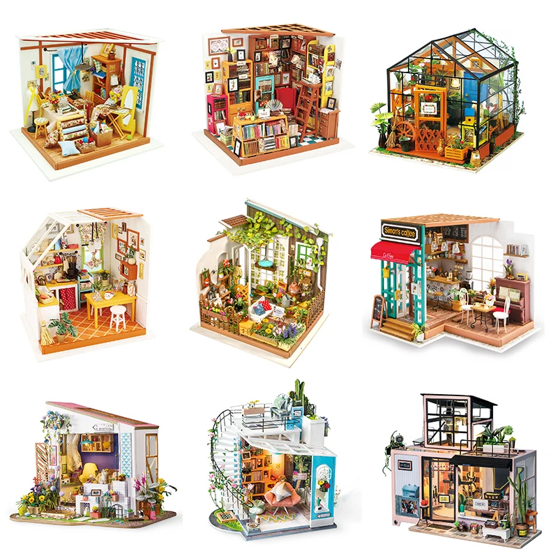 Robotime DIY Wooden Miniature Dollhouse 1:24 Handmade Doll House Model Building Kits Toys For Children Adult Drop Shipping-animated-img