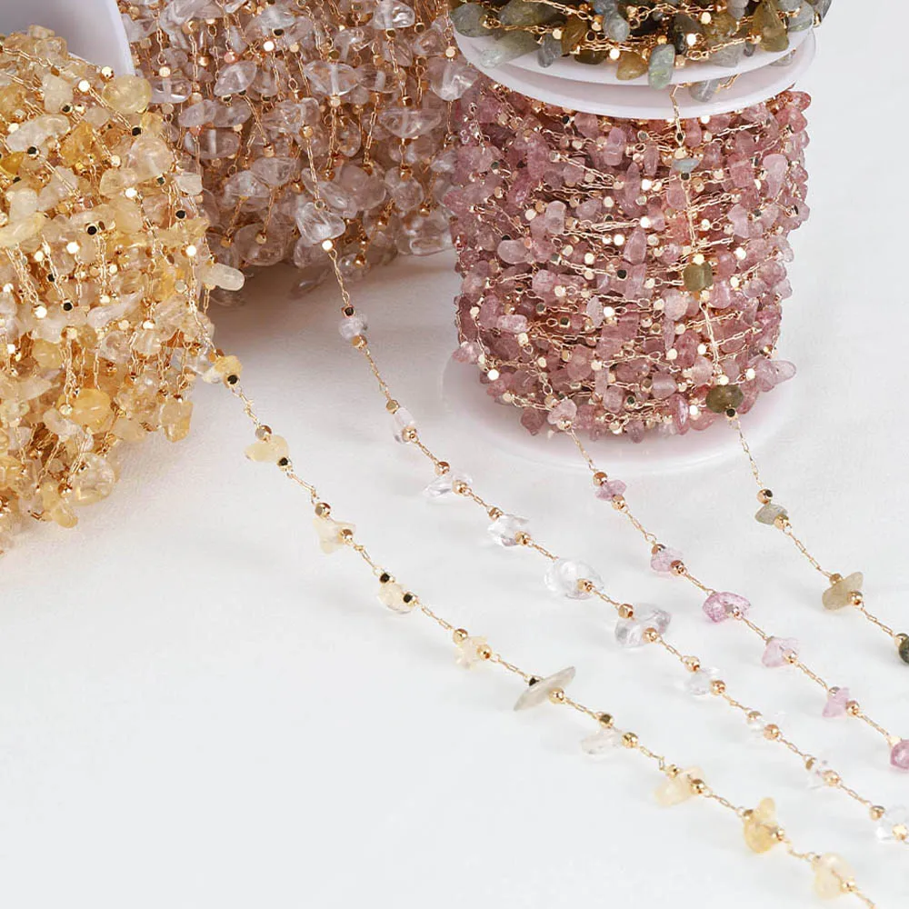 1meter Stone Chain Crystal Irregular Glass Stone Beads Chains Necklace Bracelet Components For DIY Jewelry Making Findings