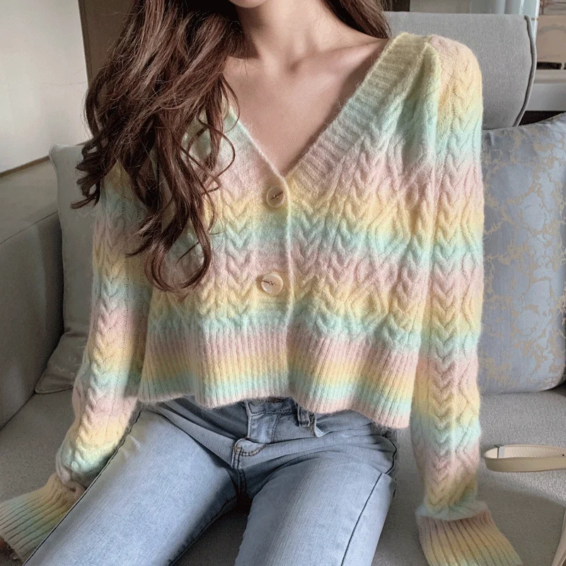 Rainbow Oversized Crop Cardigan 2020 