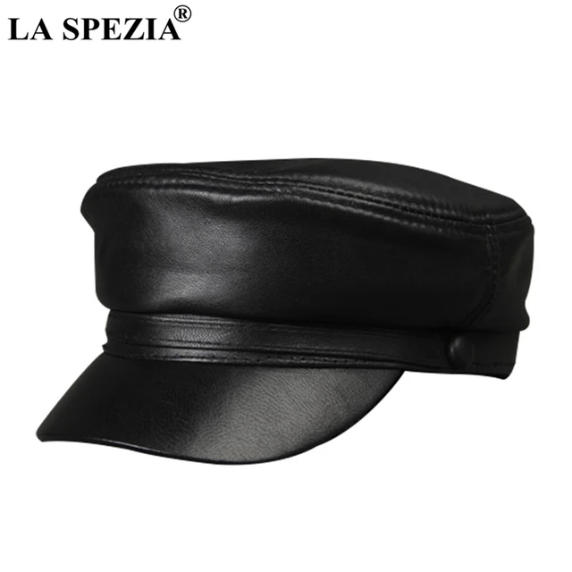 all black leather hat