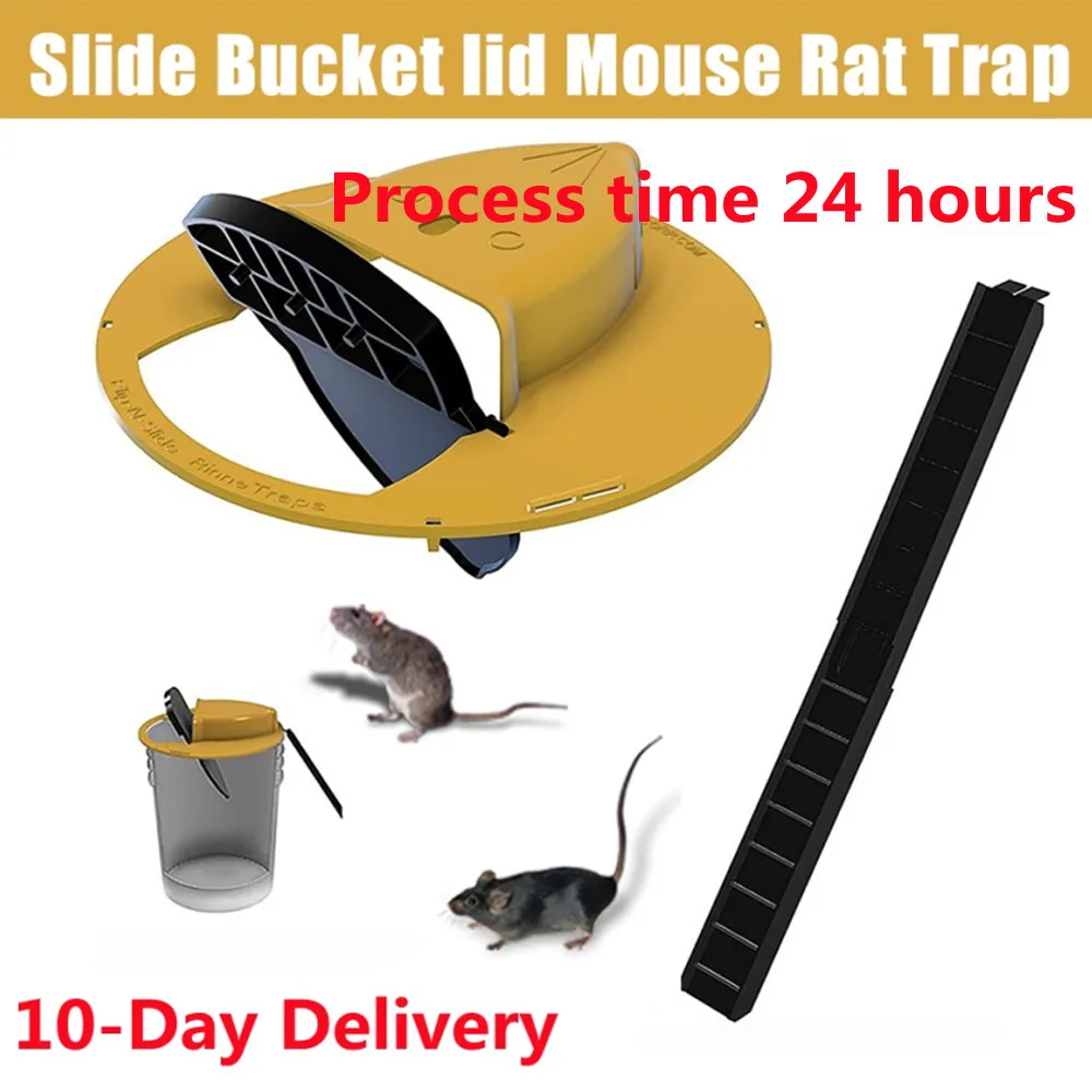 Mice Trap Reusable Smart Flip and Slide Bucket Lid Mouse Rat trap Humane Or Lethal Trap Auto Reset Rat Door Style Multi Catch