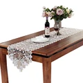 Table Runner Embroidered Lace Creative Luxury Wedding Party Decorative Trim White Color Polyester Table Runners Home Decor preview-1