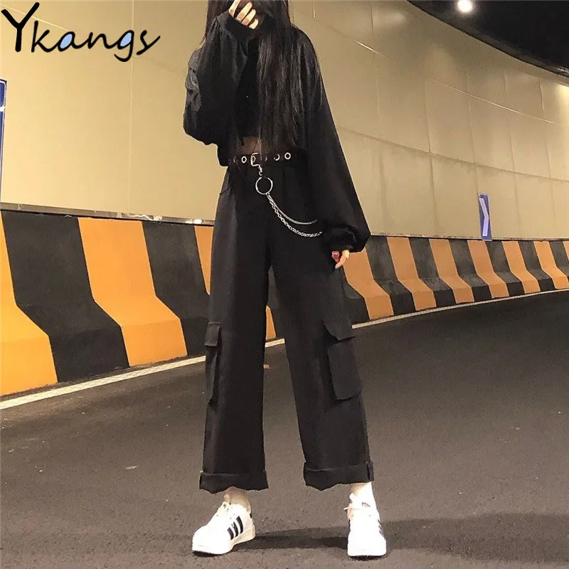 womens baggy black pants