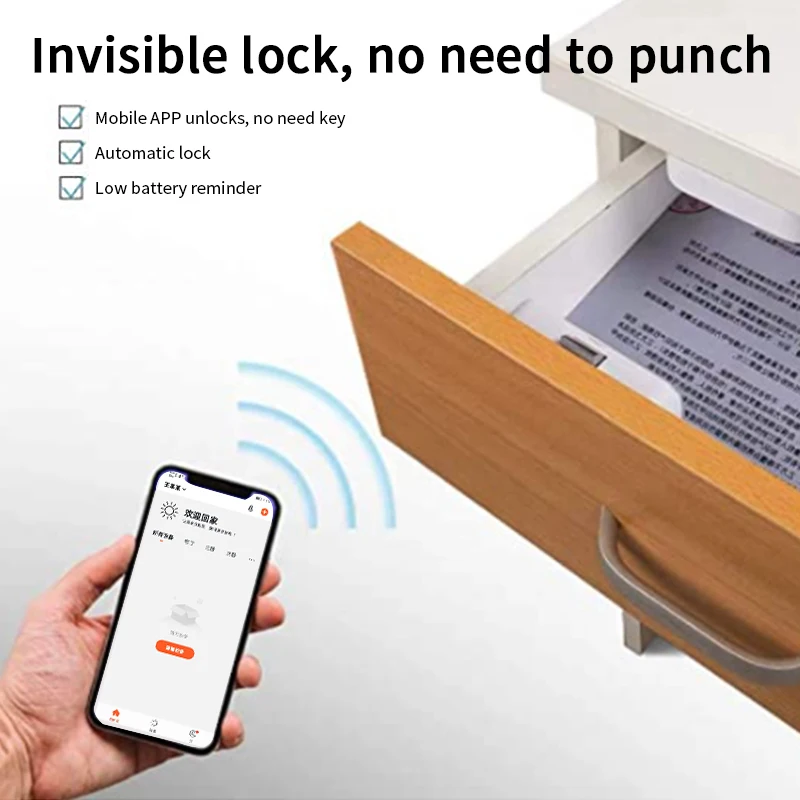 Bluetooth Invisible Cabinet Lock RFID Sensor Smart Drawer Security