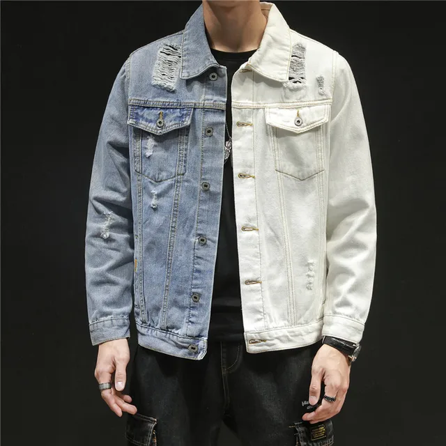 2019 Men Hip Hop Blue white Patchwork 