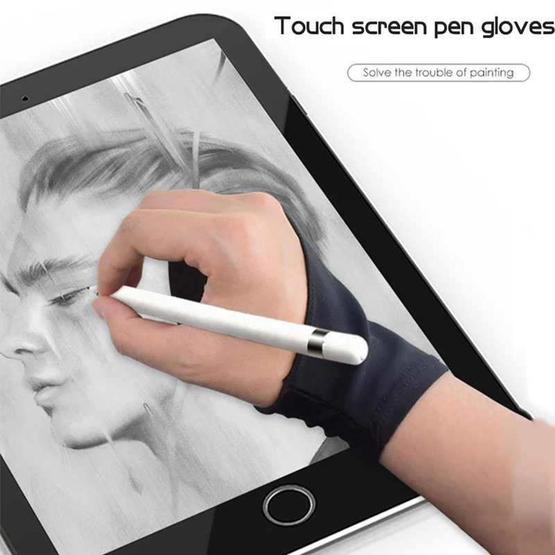1-4pcs Drawing Glove Anti-touch Two-Fingers Gloves for IPad Graphics Drawing  Tablet Sketch Artist