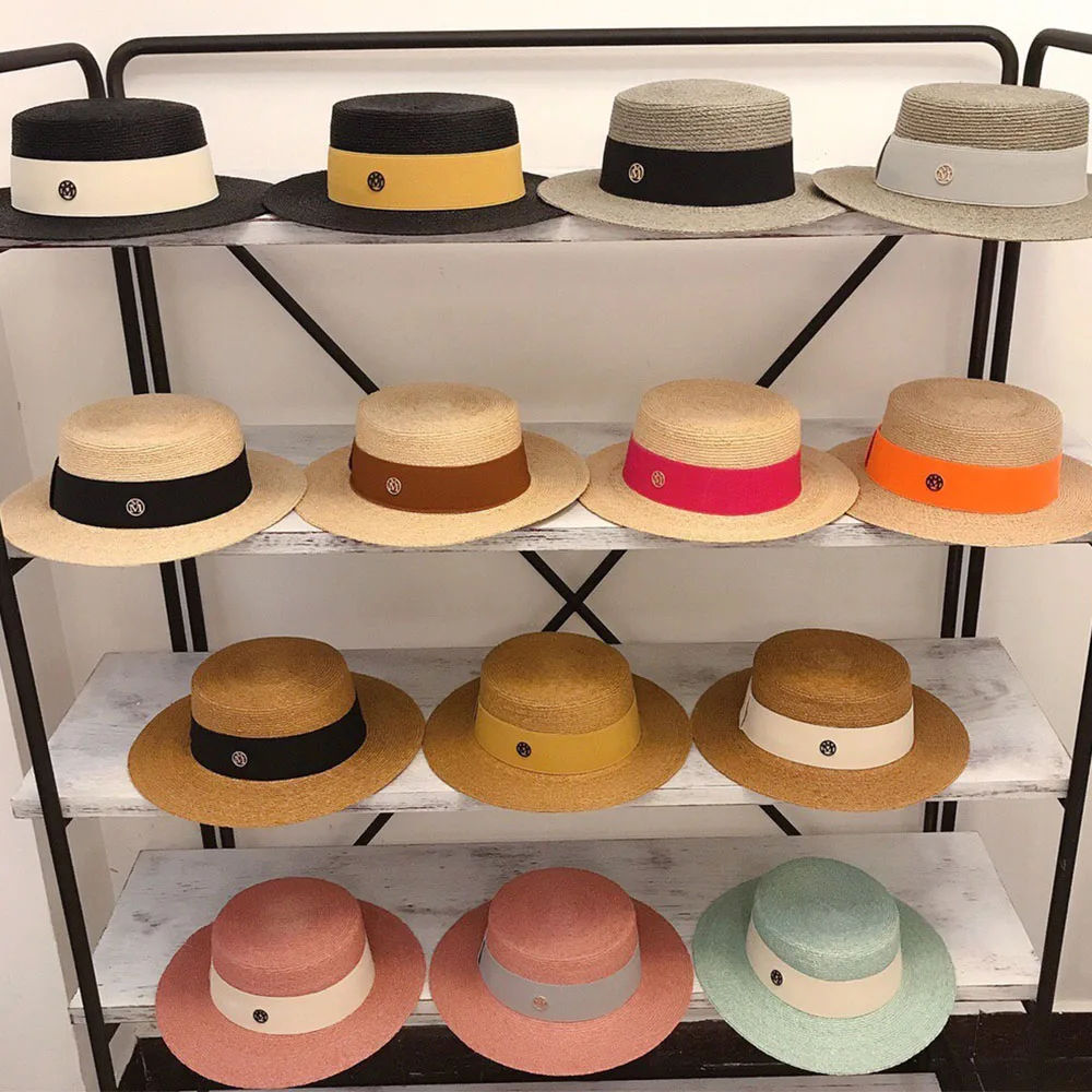 Wide Brim Boater Hat Summer Raffia Hat 