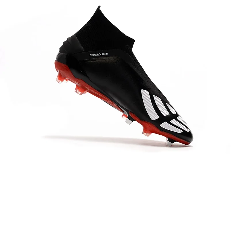 leather laceless football boots