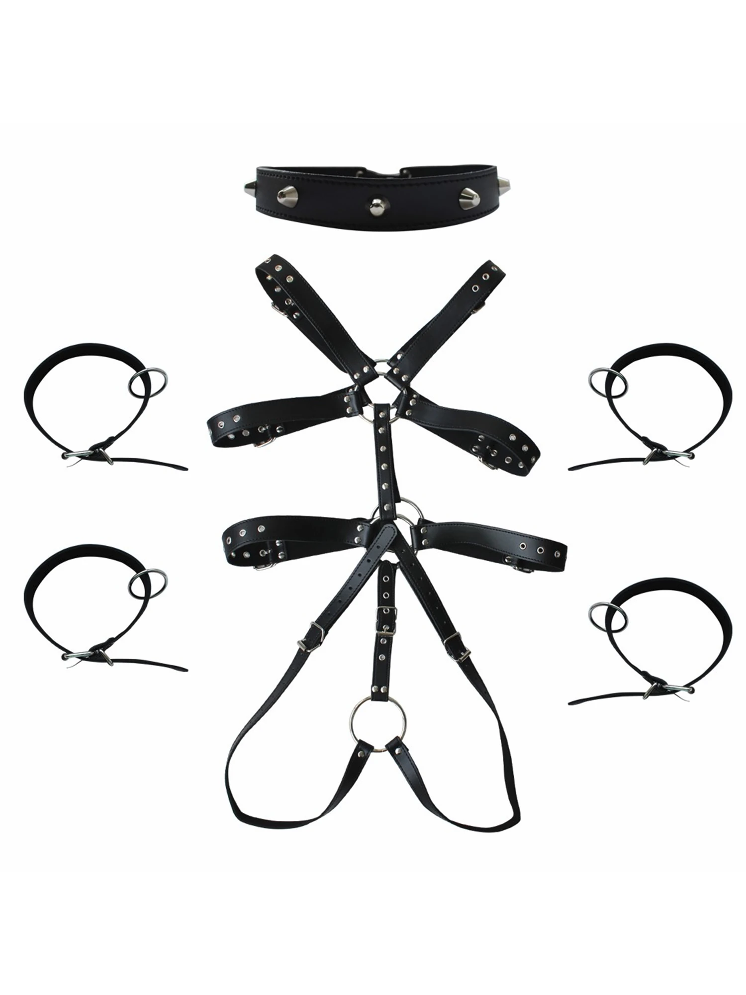 Купить Секс товары | Leather Adjustable Sexy Bondage Men Full Body Chest  Harness Restraint O-ring Rivet Collar Erotic Men BDSM Bondage Adult Sex Toys