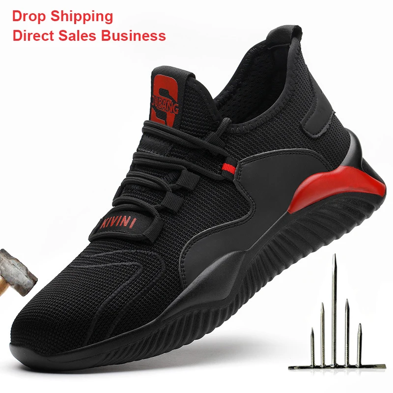 light Breathable Mens Safety Shoes Steel Toe Work Boots Casual Incredibles Puncture-proof Sneakers Direct delivery