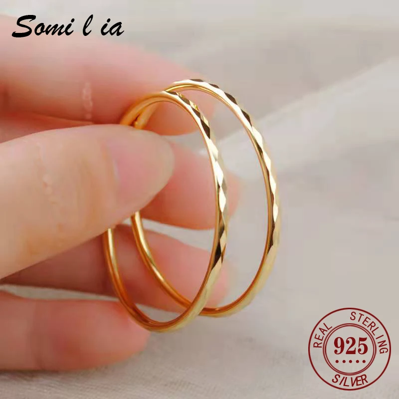 Somilia - Women's Big Hoop Earrings, New Collection 100% 925 Sterling Silver Jewelry Fashion Women18K Golden серьги кольца-animated-img