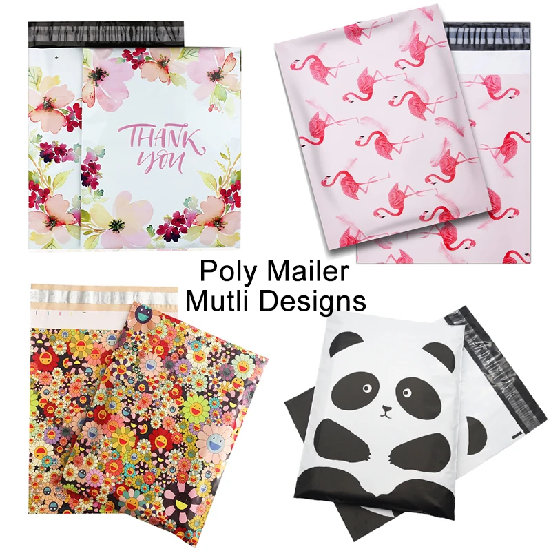 10PCS 25x33cm Colorful Poly Mailer Mix Pattern Clothing Bags Poly Mailer Self Seal Envelopes Gift Bag Courier Shipping Envelopes-animated-img